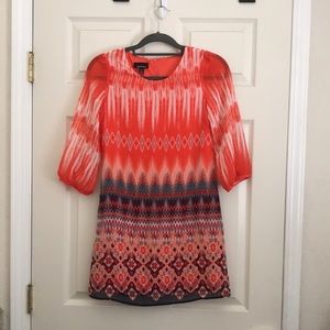 Blood orange and blue dress from Amy’s closet